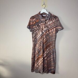 Lacoste - Slim Fit MOnogram Polo Dress - Beige Tie Die Print - 40